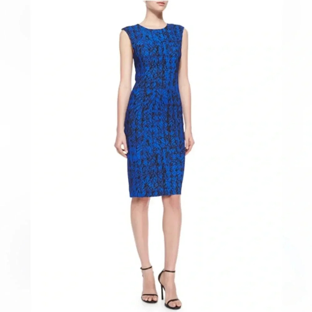 Milly Scribble-Print Midi Sheath Dress size 4